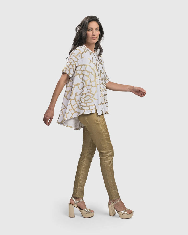 Pinstripe Iconic Stretch Jeans, Gold