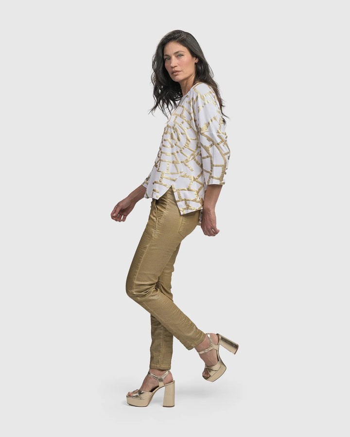 Hypnotic Cutaway Boxy Top, Gold