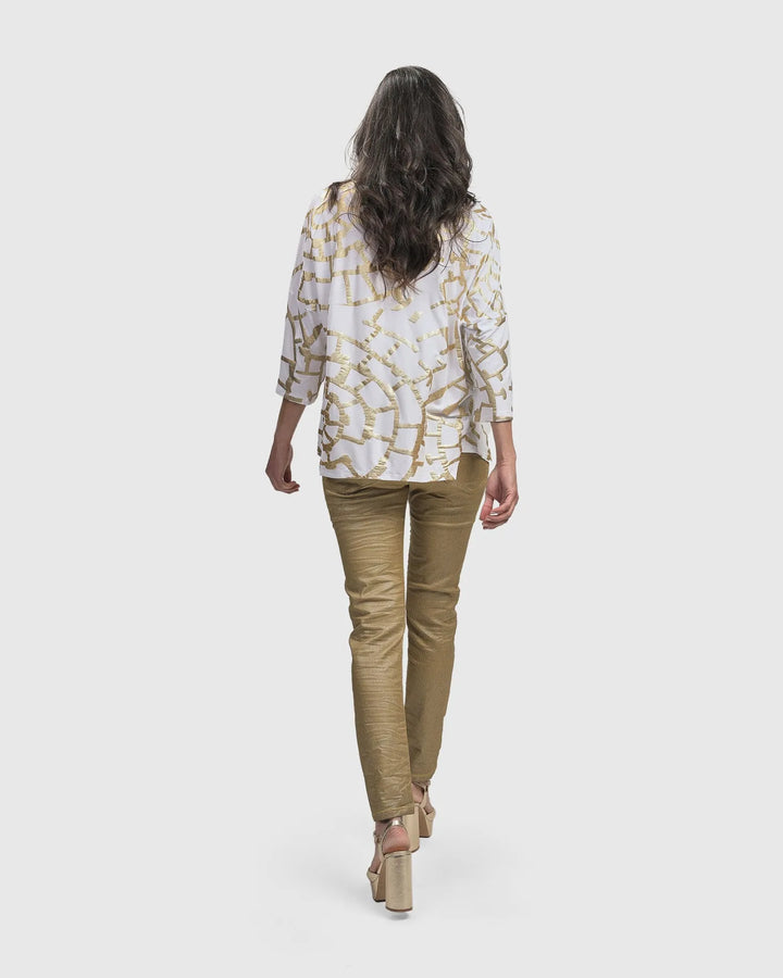 Hypnotic Cutaway Boxy Top, Gold