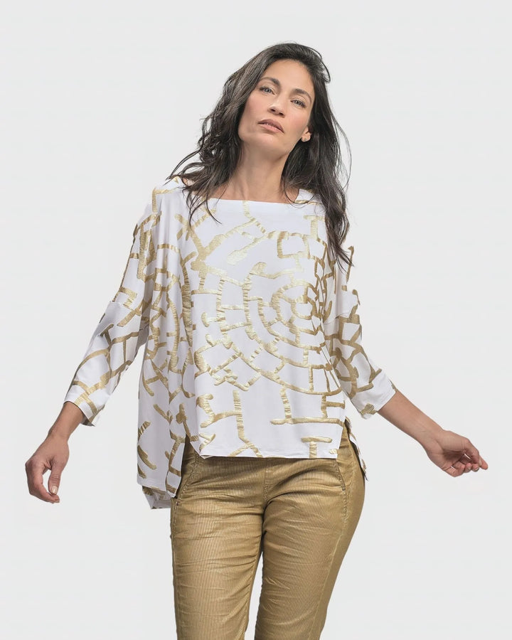 Hypnotic Cutaway Boxy Top, Gold