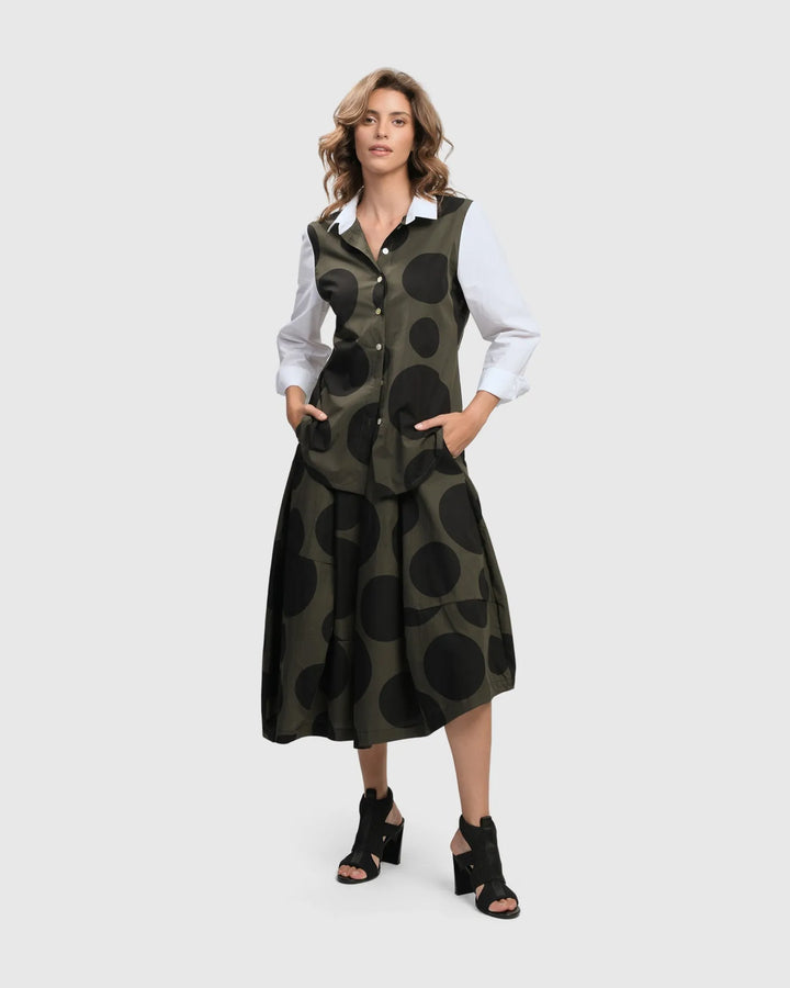 Urban Dots Lotus Balloon Skirt, Khaki