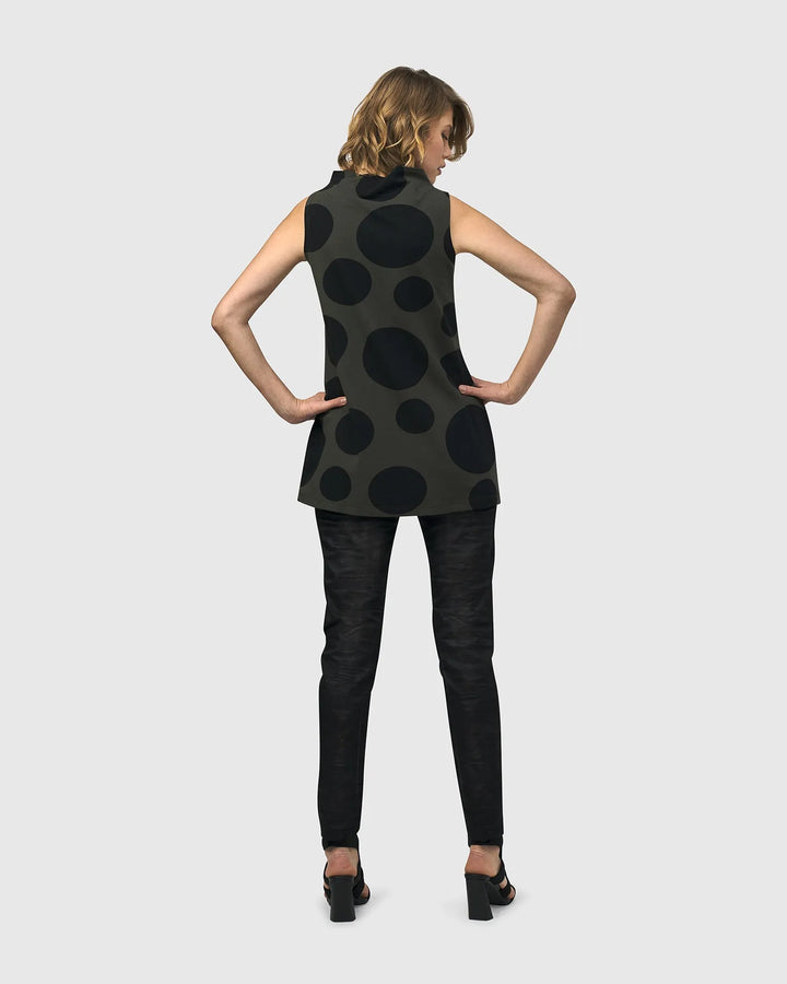Urban Dots Sleeveless Mockneck Top, Khaki