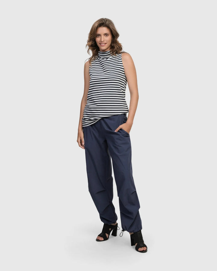 Urban Sleeveless Mockneck Top, Navy