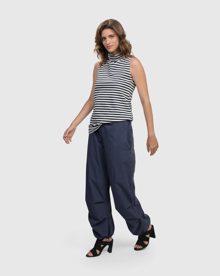 Urban Sleeveless Mockneck Top, Navy