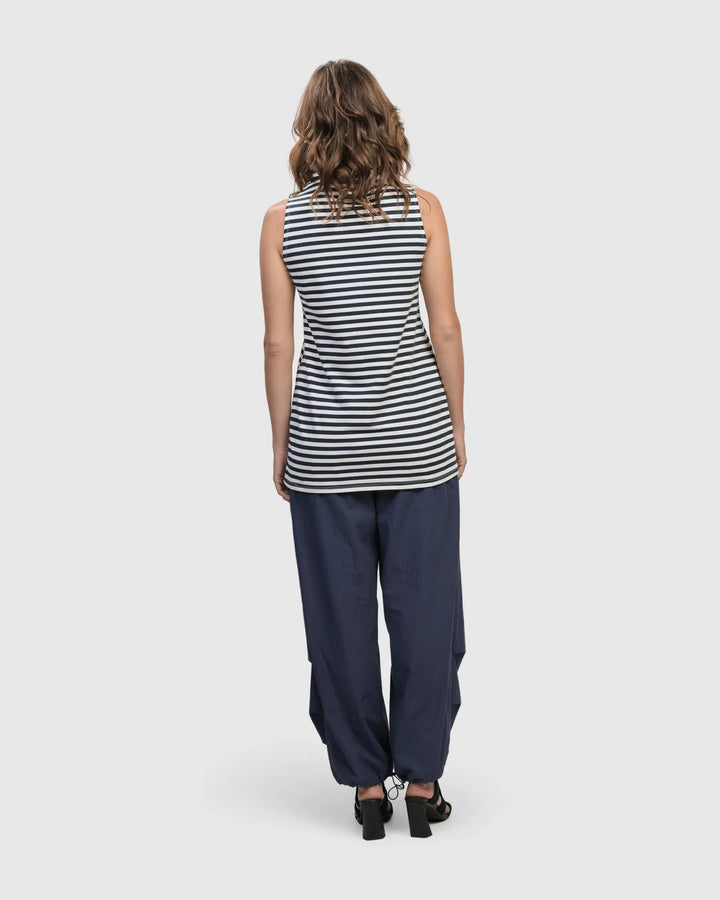 Urban Sleeveless Mockneck Top, Navy