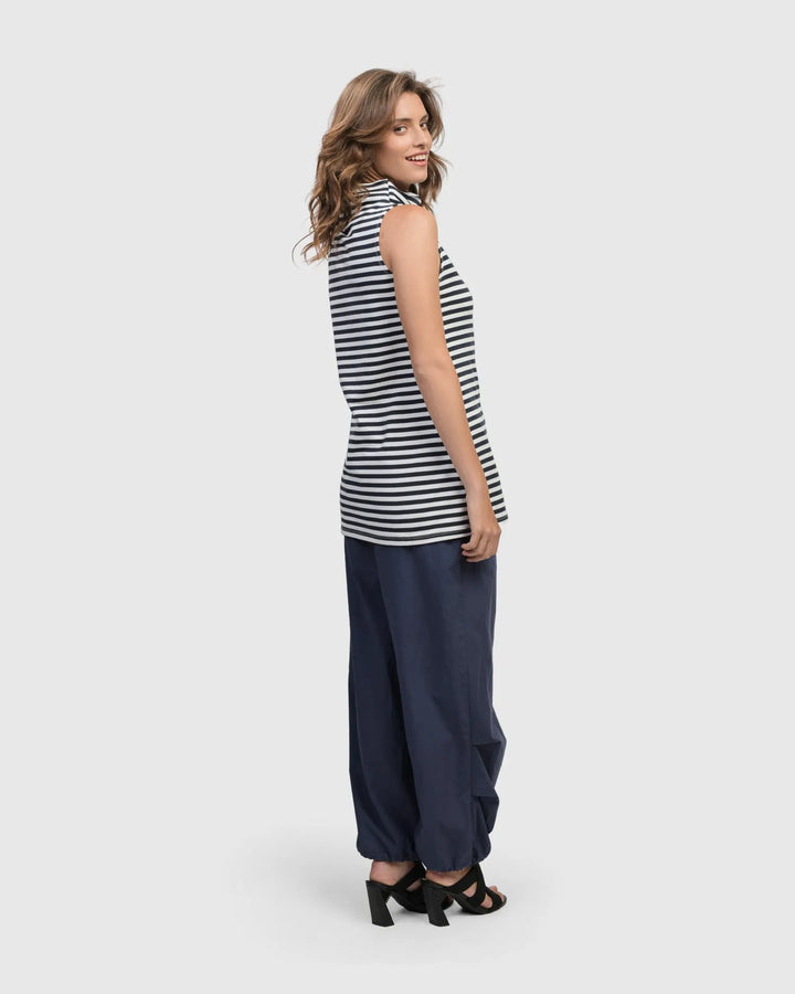 Urban Sleeveless Mockneck Top, Navy