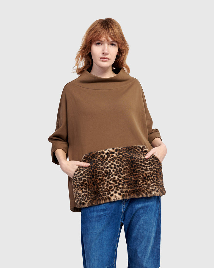 Urban Muff Pullover Top, Camel