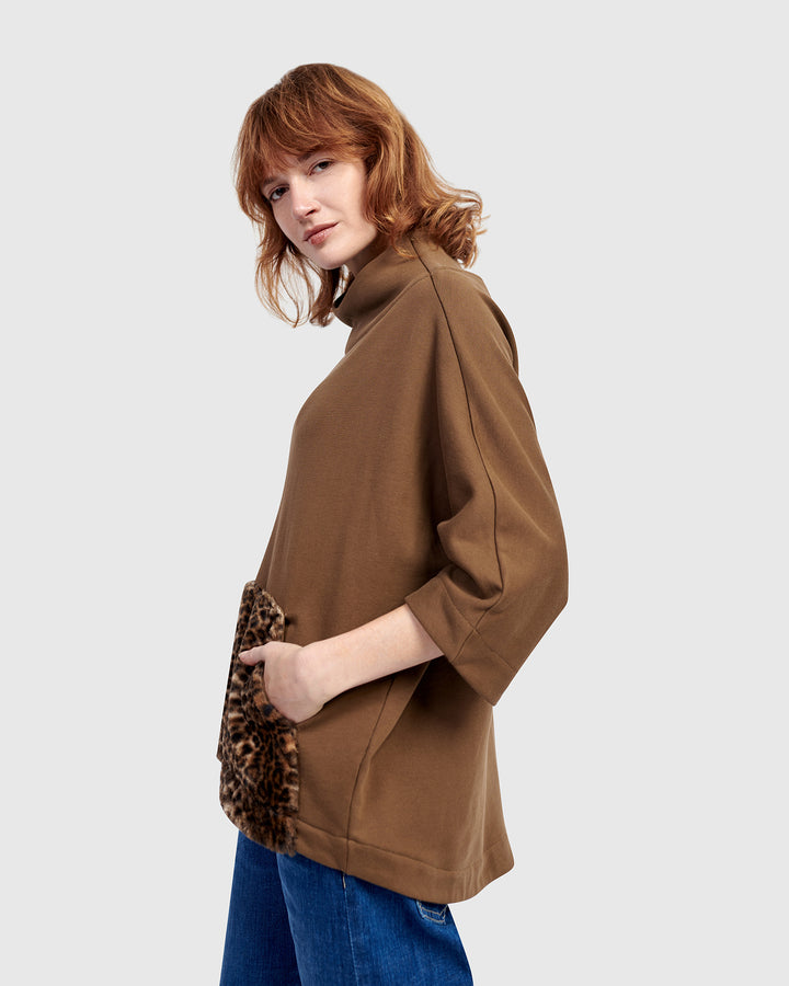 Urban Muff Pullover Top, Camel