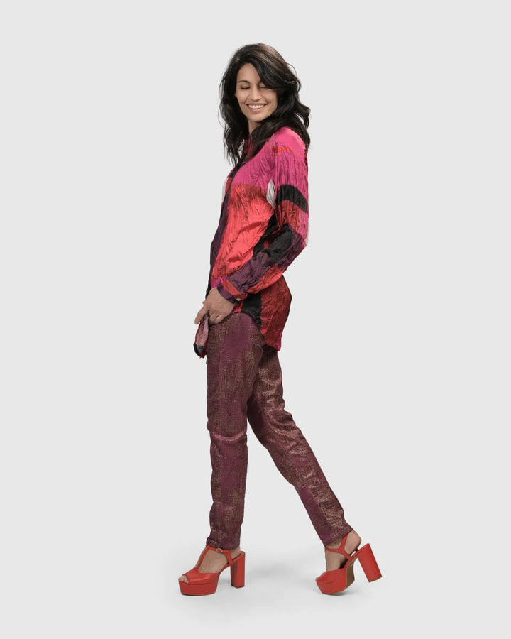 Sunset Strip Button Down Shirt, Magenta
