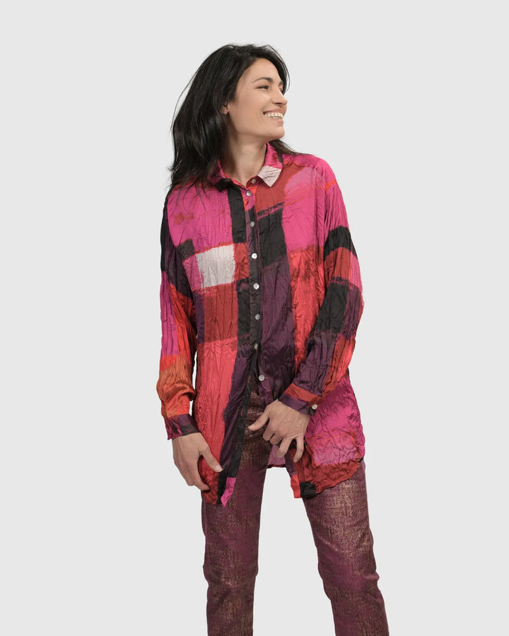 Sunset Strip Button Down Shirt, Magenta