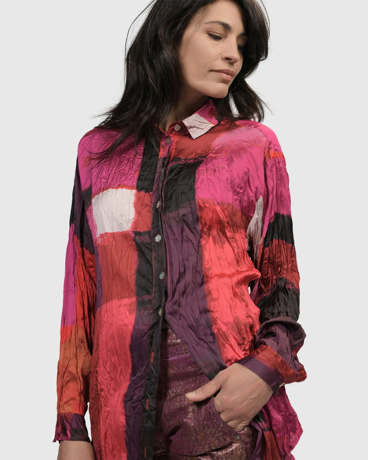 Sunset Strip Button Down Shirt, Magenta