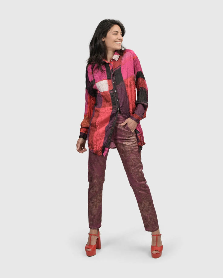 Sunset Strip Button Down Shirt, Magenta