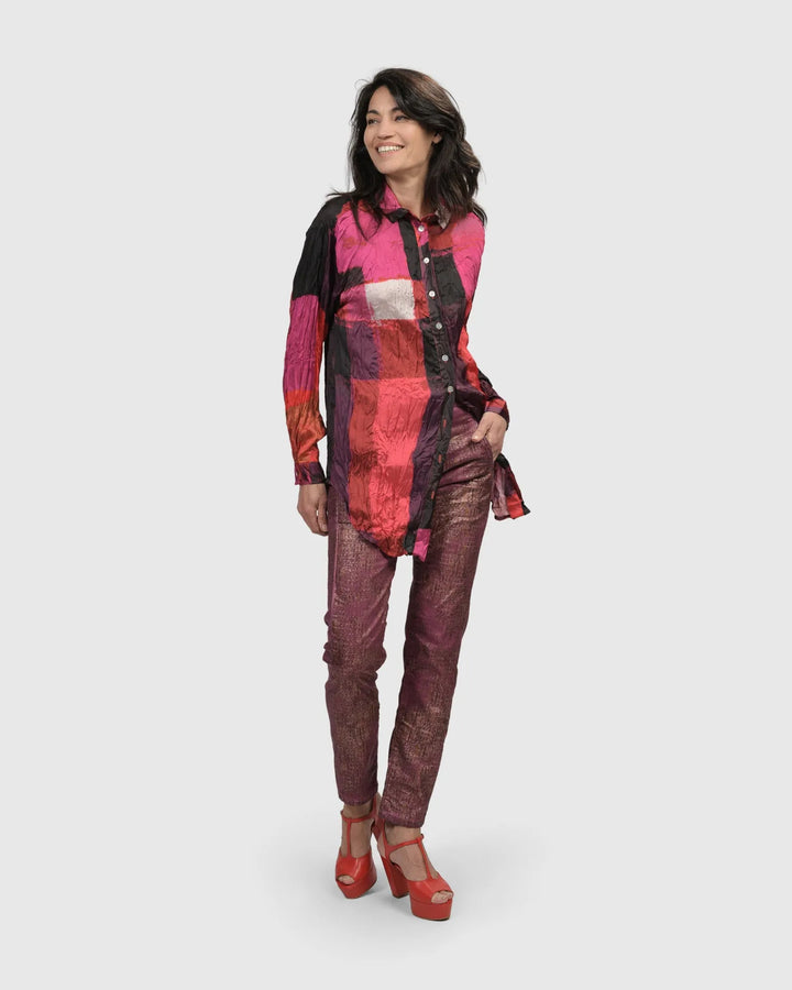 Sunset Strip Button Down Shirt, Magenta