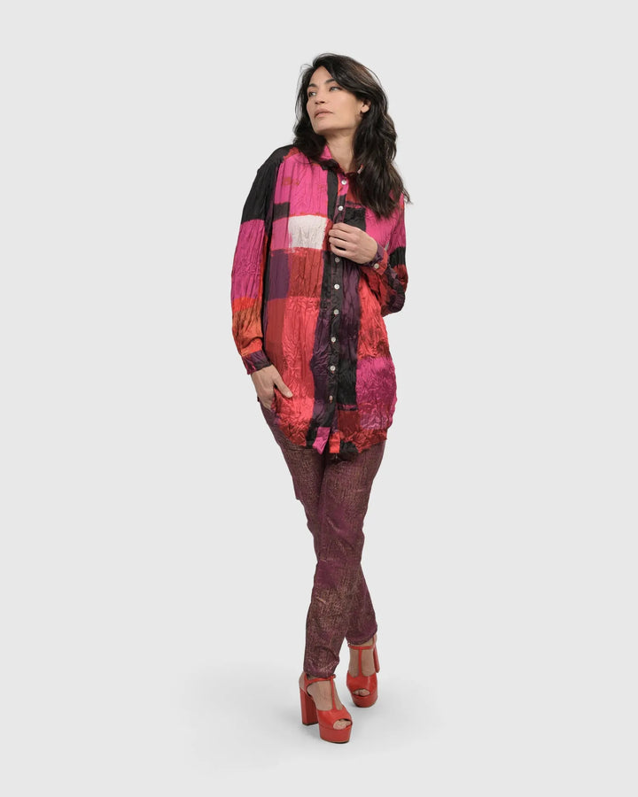 Sunset Strip Button Down Shirt, Magenta
