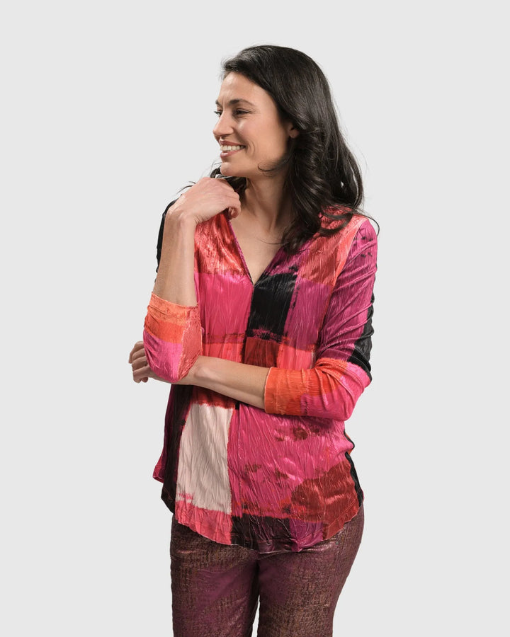 Sunset Strip V Neck Pullover, Magenta