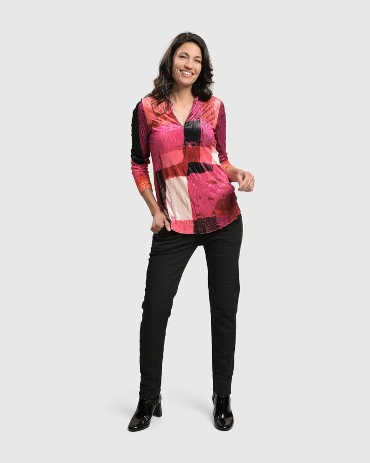 Sunset Strip V Neck Pullover, Magenta