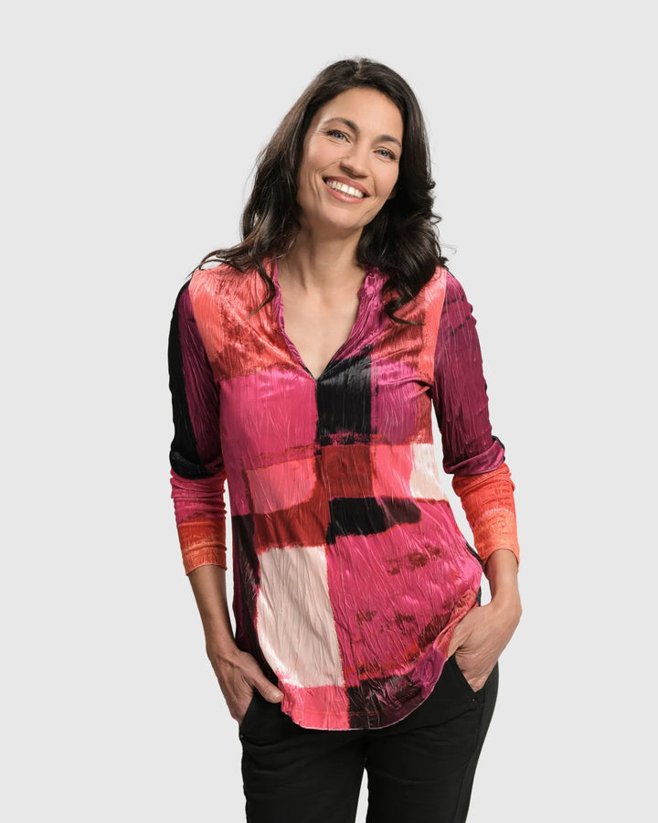 Sunset Strip V Neck Pullover, Magenta