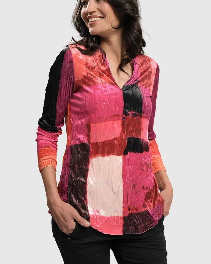 Sunset Strip V Neck Pullover, Magenta