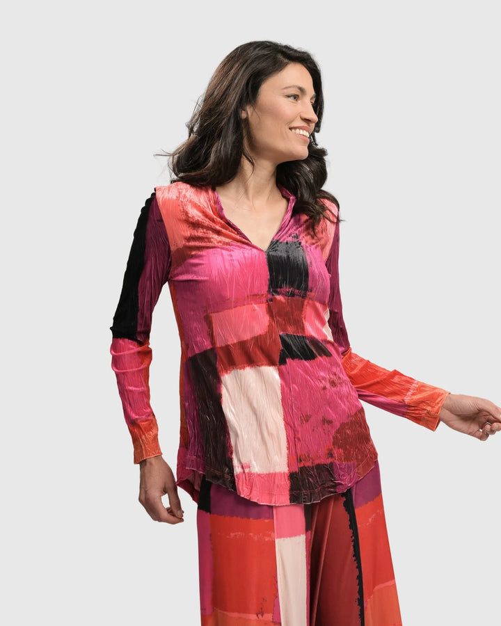 Sunset Strip V Neck Pullover, Magenta