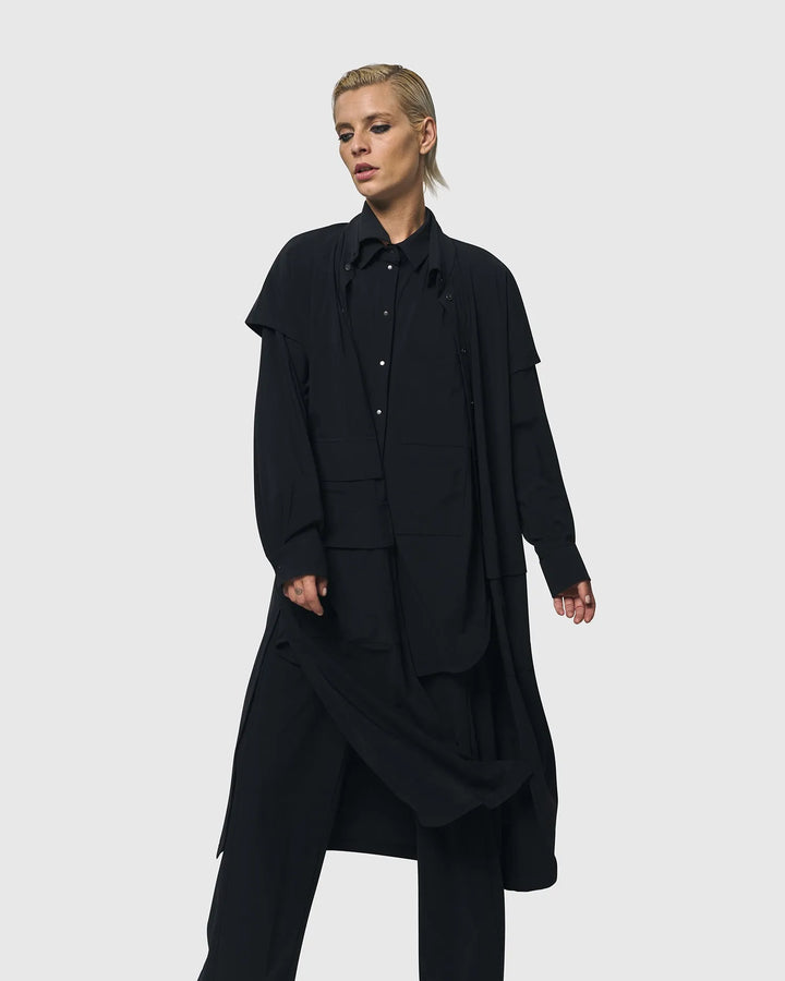 Matrix Short Sleeve Duster, Black