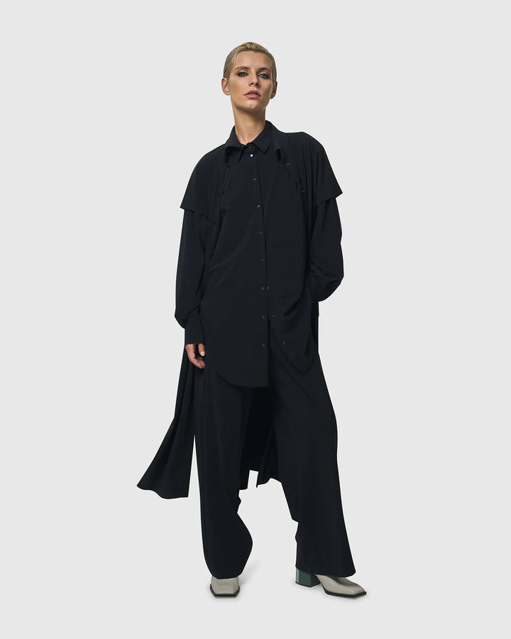 Matrix Short Sleeve Duster, Black