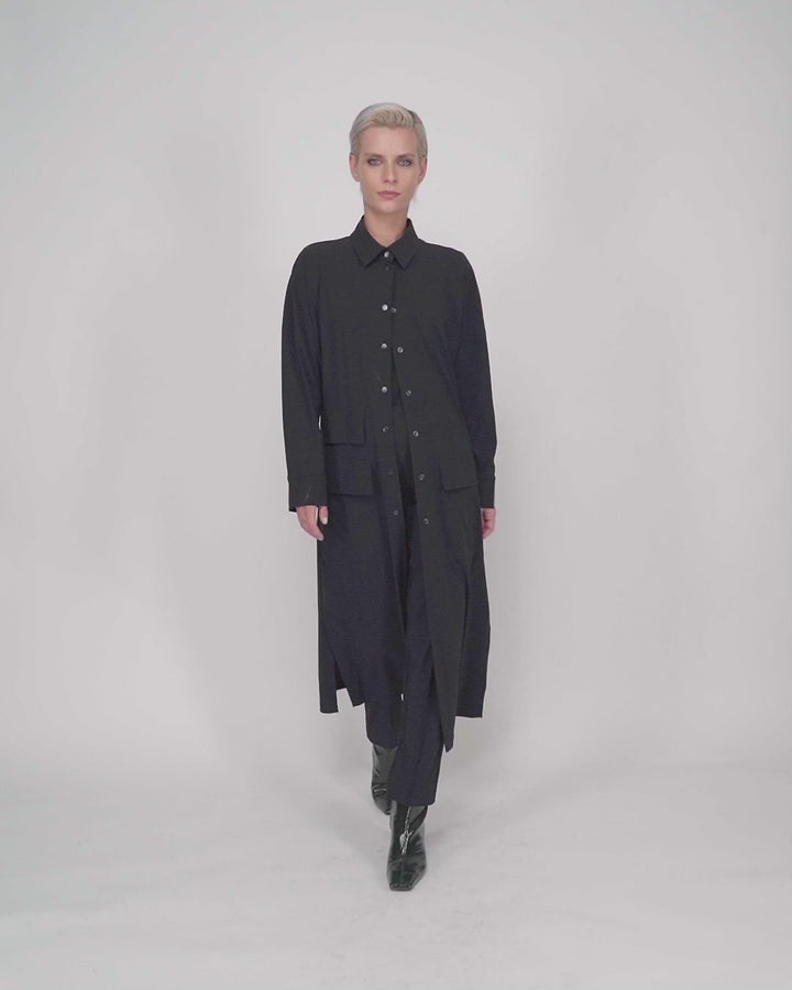 Matrix Short Sleeve Duster, Black
