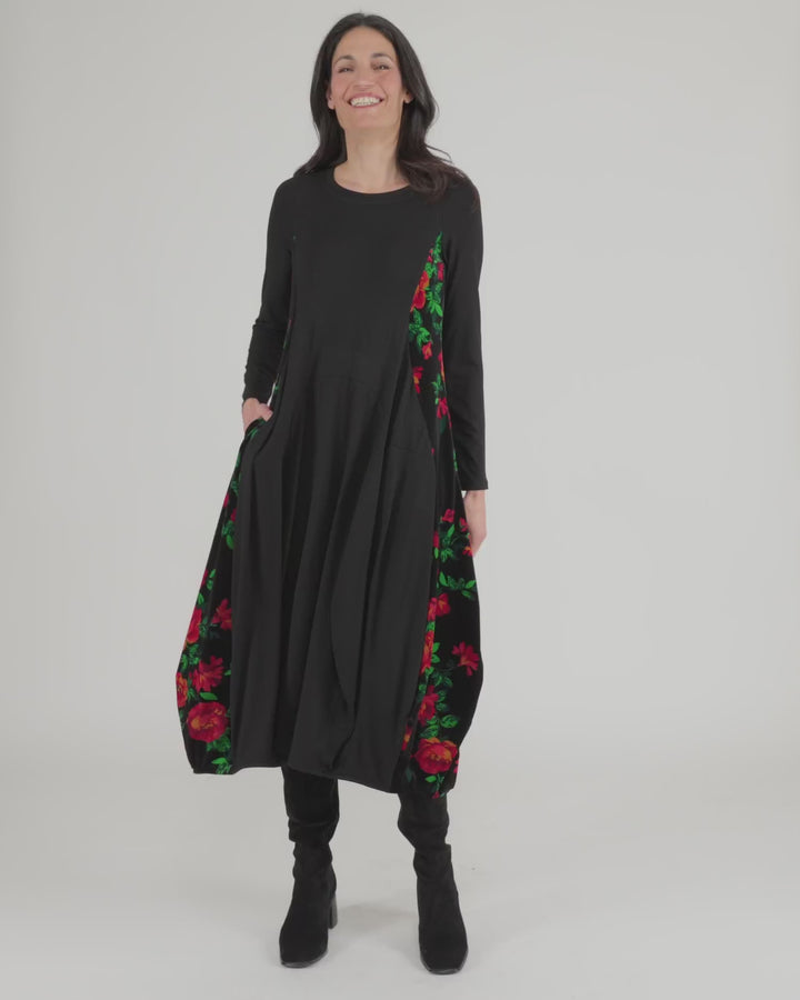 Nocturne Crew Cocoon Dress, Roses