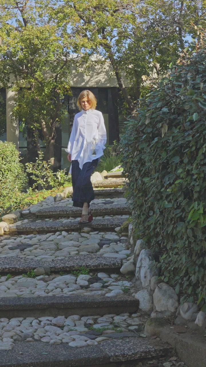 Albany Button Down Tunic Top, White