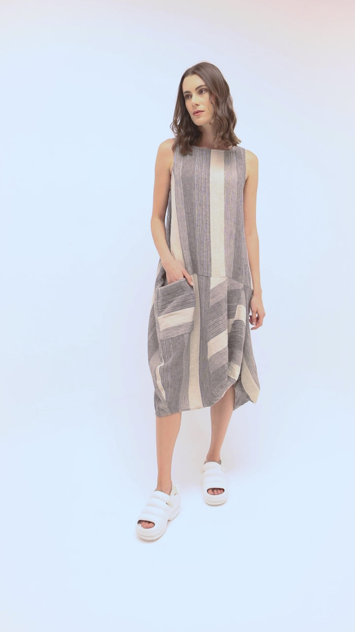 Ozai N Ku Beach Dress, Grey Stripes
