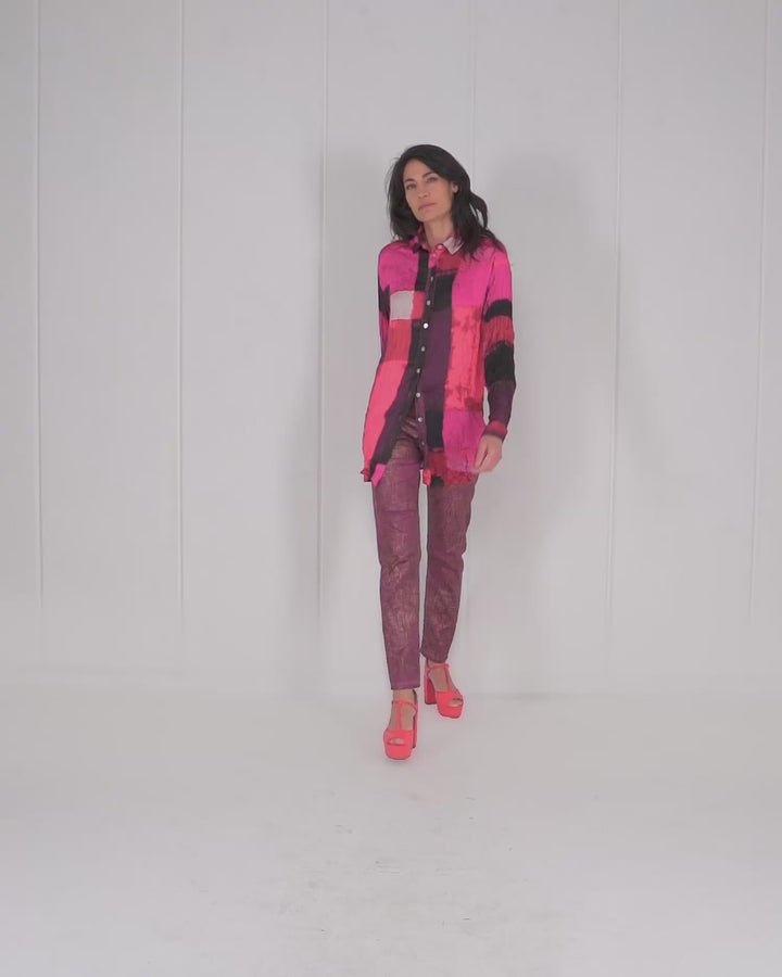 Sunset Strip Button Down Shirt, Magenta