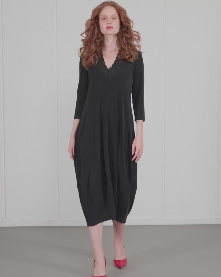 Villanelle Cocoon Dress, Black