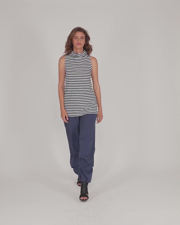 Urban Sleeveless Mockneck Top, Navy
