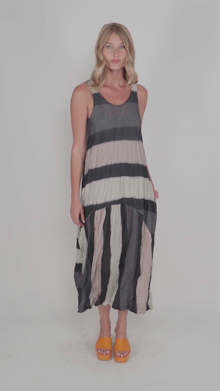Charlie Crinkle Tank Dress, Stripe