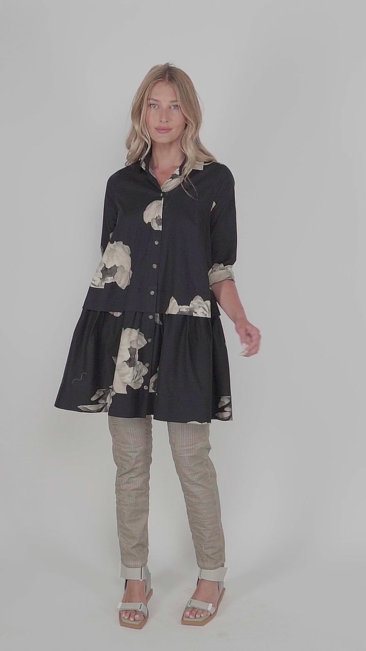 Mindy Babydoll Tunic Shirt, Roses