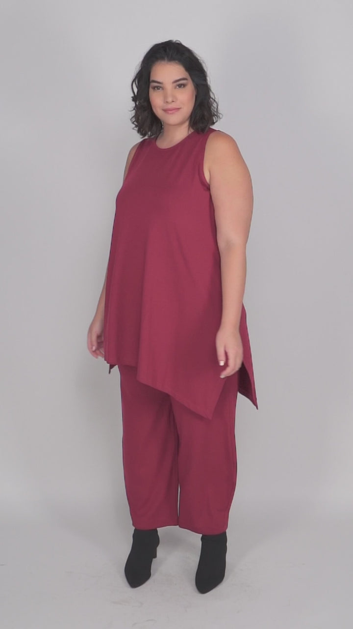 Essential Sleeveless Tunic Top, Plum
