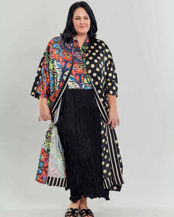 Paisley Dot Long Kimono Jacket, MultiP