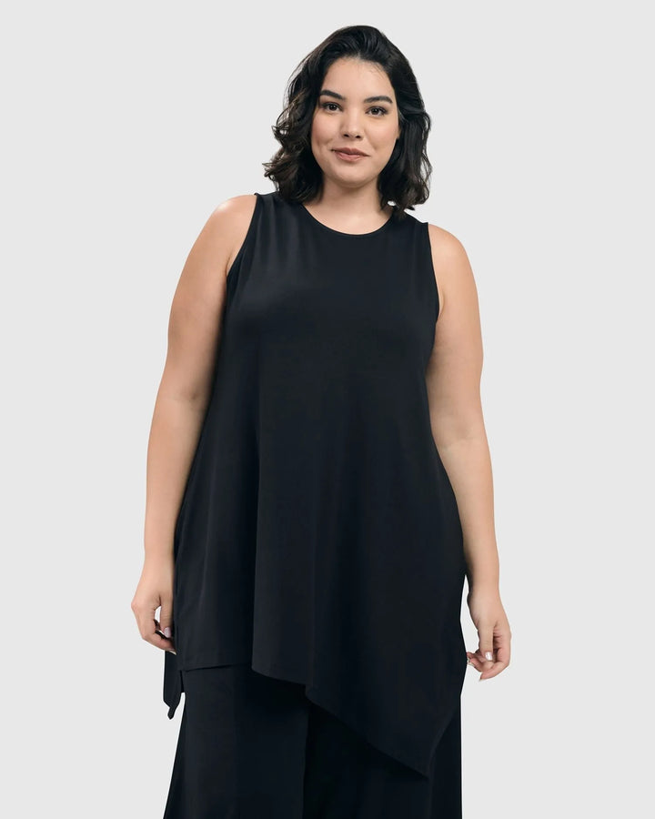 Essential Sleeveless Tunic Top, Black