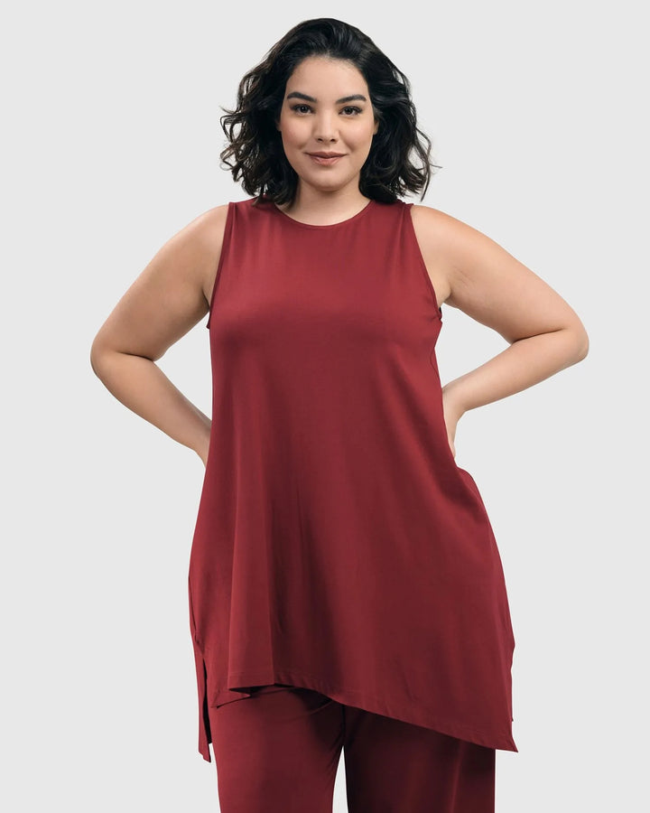 Essential Sleeveless Tunic Top, Plum