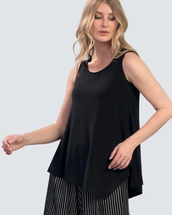 Essential Asymmetrical Tank Top, Black