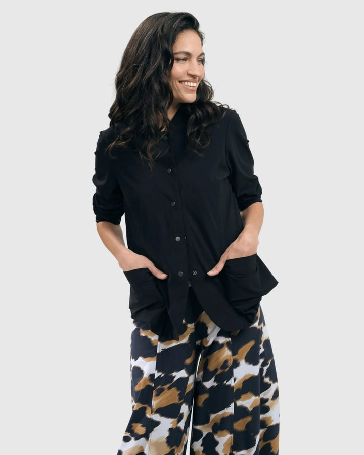 Tekbika Relaxed Shirt Jacket, Black