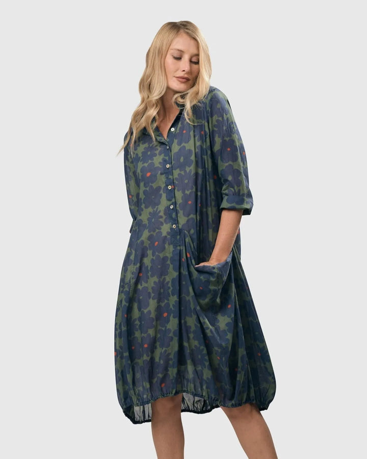 Bluebell Cotton Voile Wonderful Dress, Blue/green