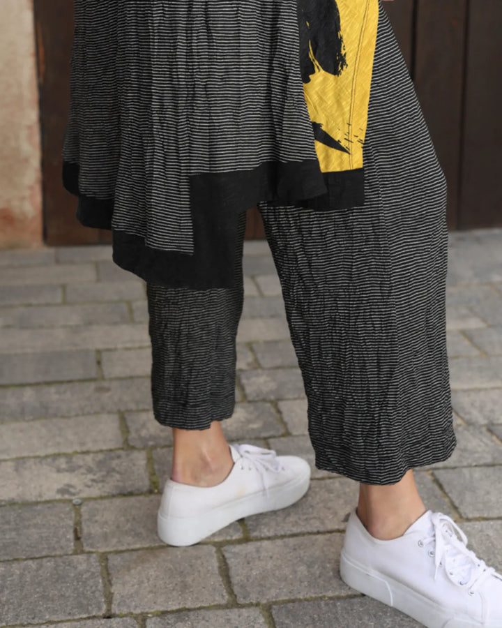 Black Crinkle Pants for older women