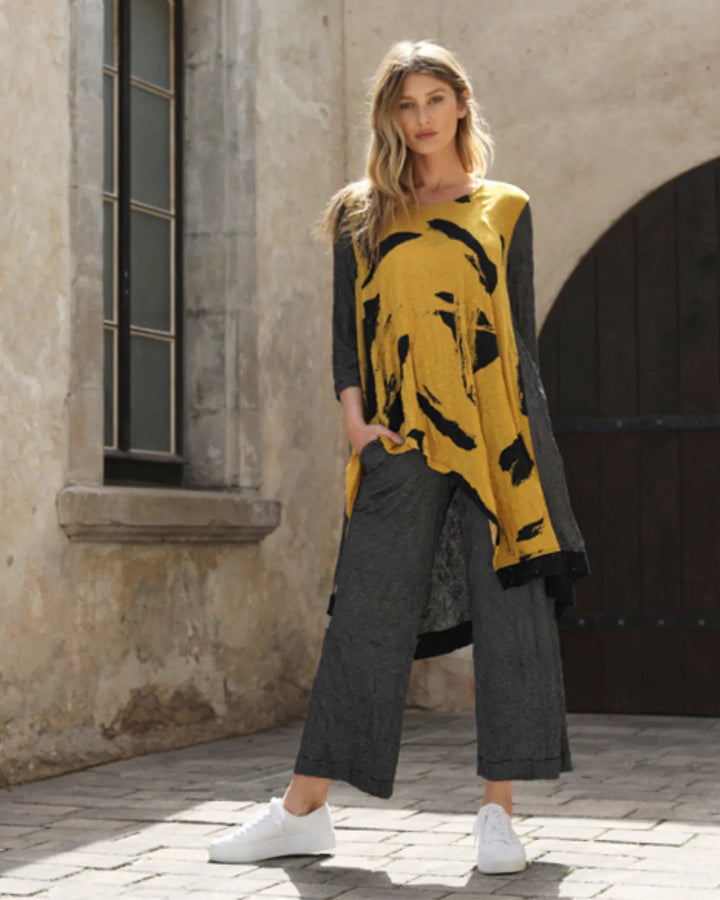 Black Crinkle Pants for older women