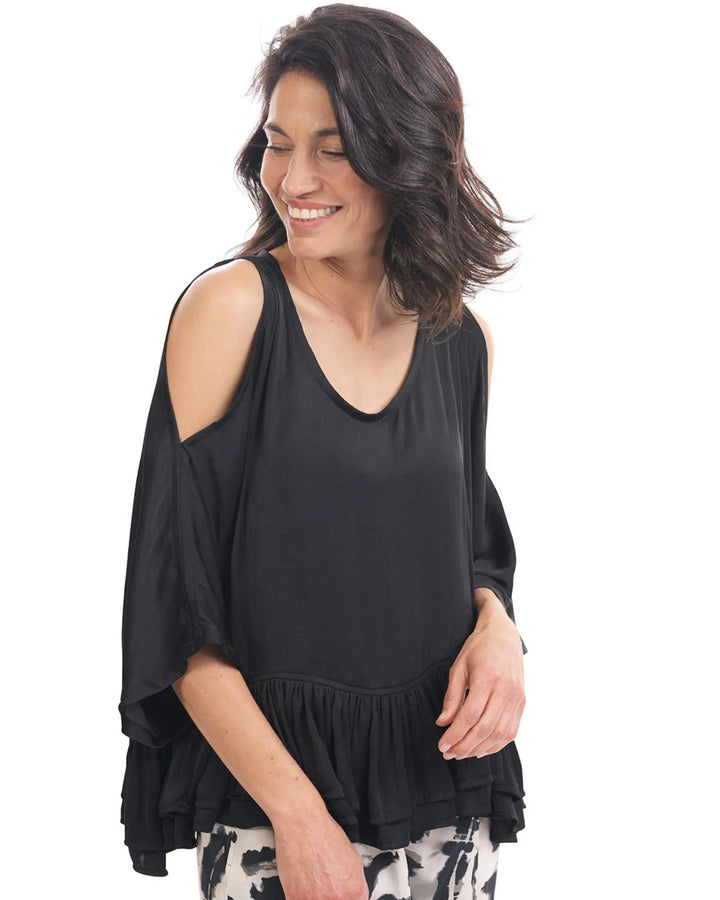 Rachel Cold Shoulder Blouse, Black