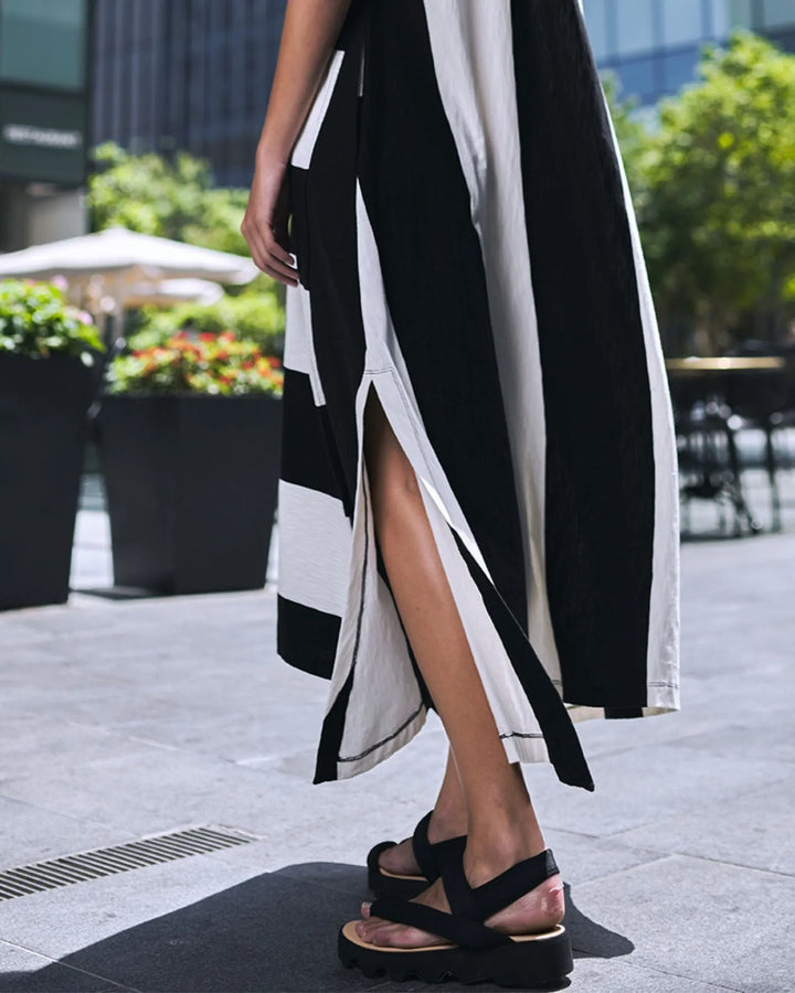 Urban Rugby Stripe Maxi Dress, White/black