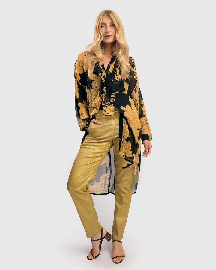 Pinstripe Iconic Stretch Jeans, Gold
