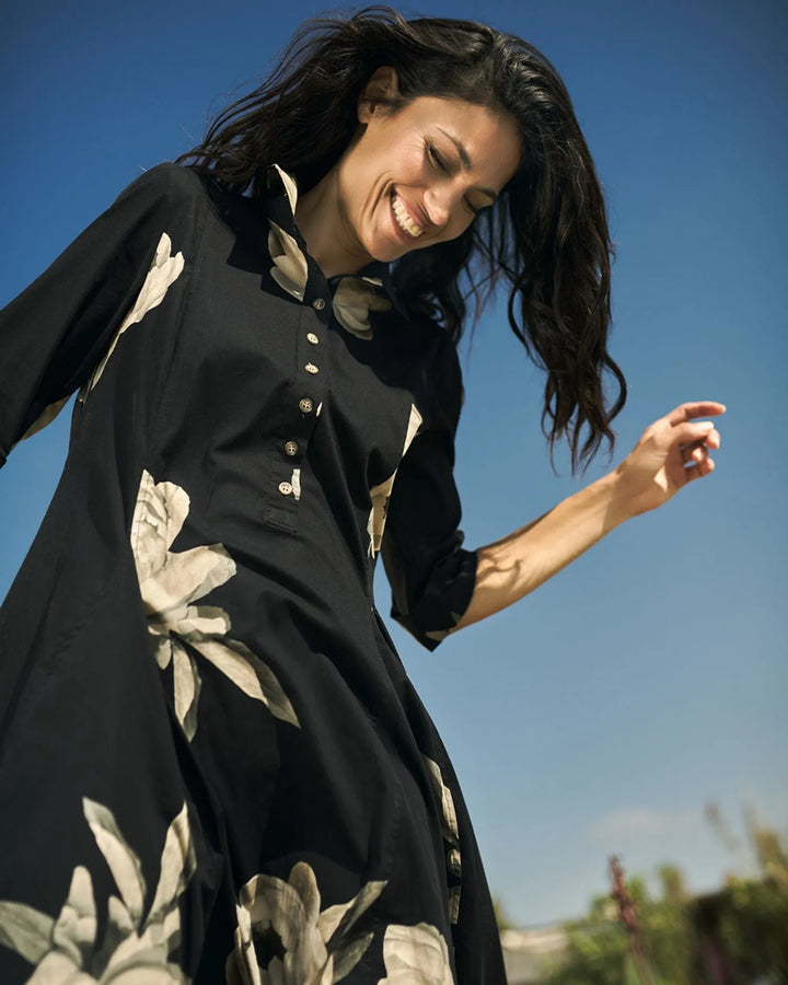 Renee Asymmetrical Shirtdress, Roses