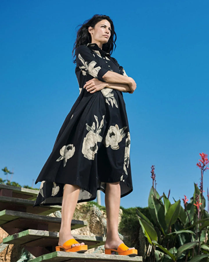 Renee Asymmetrical Shirtdress, Roses
