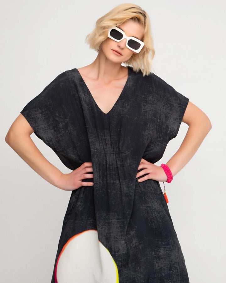 Ozai N Ku Orbits V-neck Maxi Dress, Charcoal multi