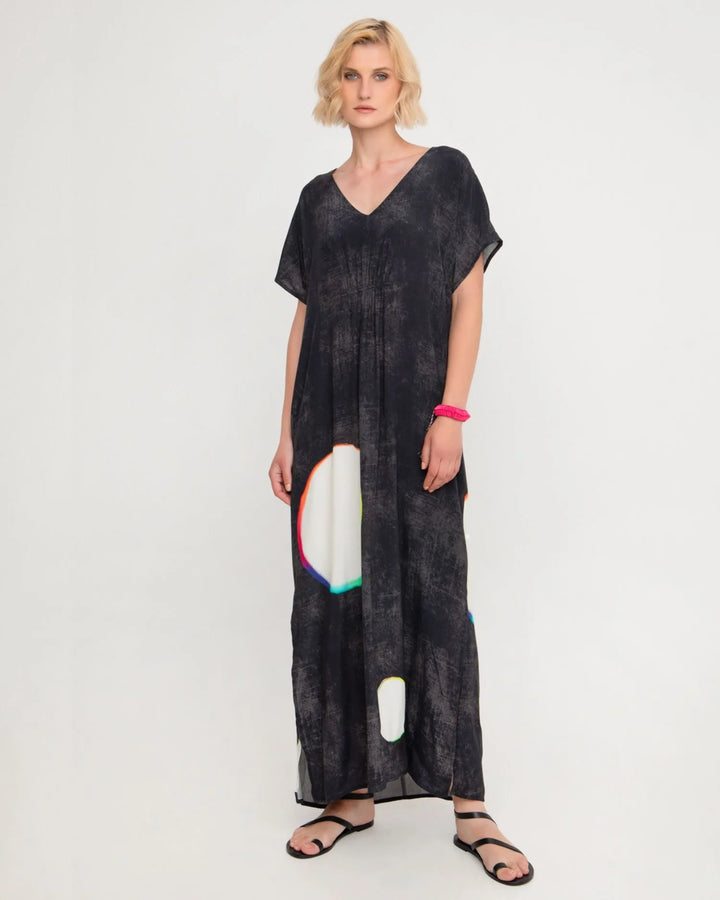 Ozai N Ku Orbits V-neck Maxi Dress, Charcoal multi